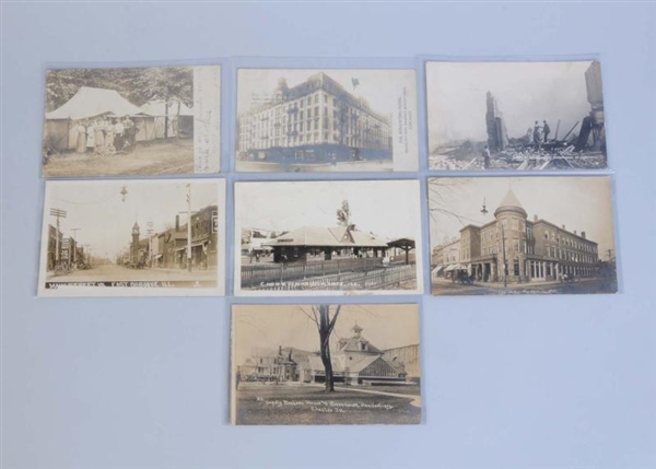 LOT OF 7: REAL PHOTO POSTCARDS OF ILLINOIS.       