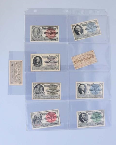 LOT OF 9: 1893 COLUMBIAN EXPO TICKETS.            