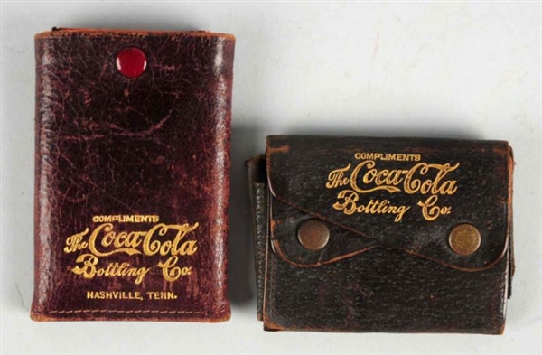 LOT OF 2: EARLY LEATHER COCA-COLA WALLETS.        