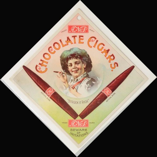 1880S-90S CHOCOLATE CIGARS SMALL CARDBOARD SIGN.  