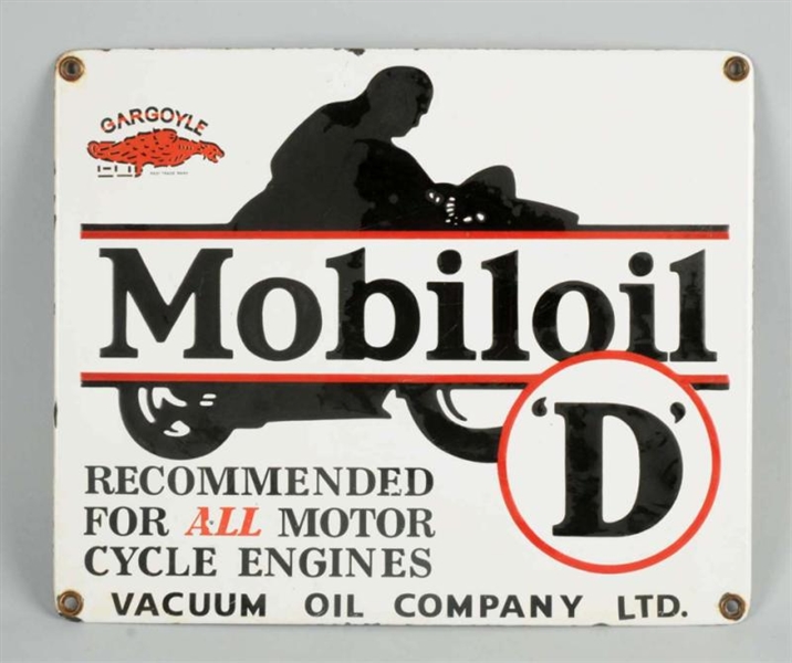MOBIL OIL D WITH MOTORCYCLE SIGN.                 