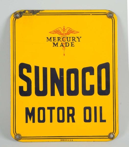 SUNOCO MERCURY MADE MOTOR OIL SIGN.               