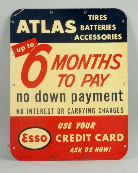 ATLAS TIRES BATTERIES AND ACCESSORIES ESSO SIGN.  
