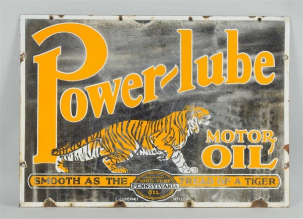 POWERLUBE MOTOR OIL WITH TIGER LOGO SIGN.         