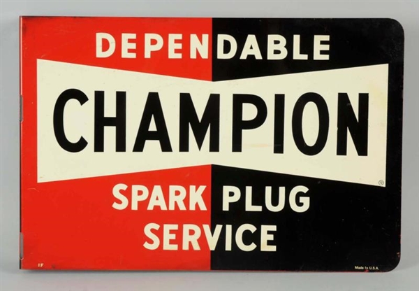 CHAMPION SPARK PLUG SERVICE FLANGE SIGN.          