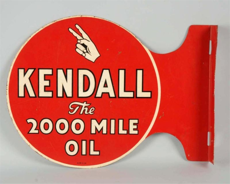KENDALL "THE 2000 MILE OIL" FLANGE SIGN.          