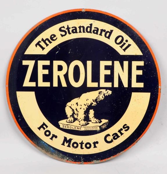 ZEROLENE "THE STANDARD OIL FOR MOTOR CARS" SIGN.  