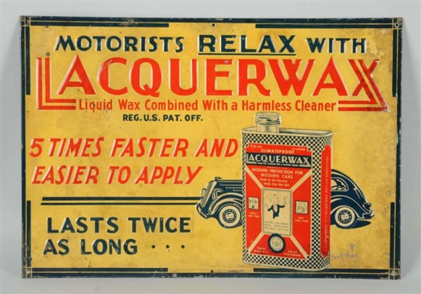 LACQUERWAX WITH CAR GRAPHICS SIGN.                