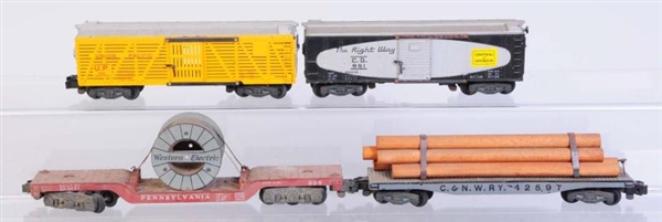 LOT OF 4: UNCOMMON AMERICAN FLYER FREIGHT CARS.   