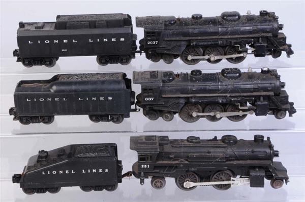 LOT OF 3: LIONEL POST WAR STEAM LOCOMOTIVES.      