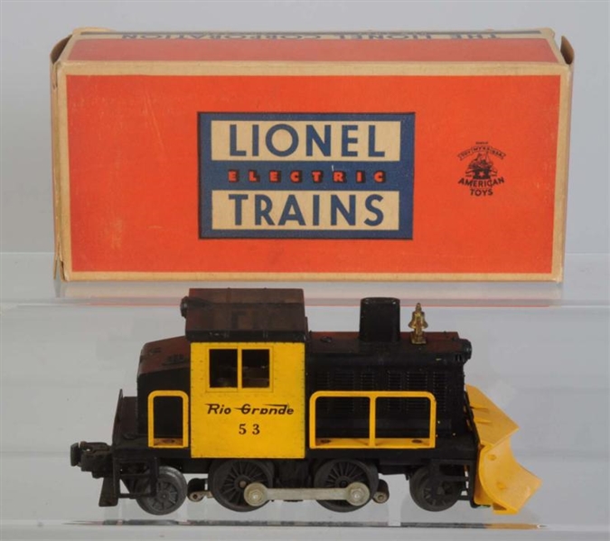 LIONEL NO. 53 RIO GRANDE SNOWPLOW IN BOX.         