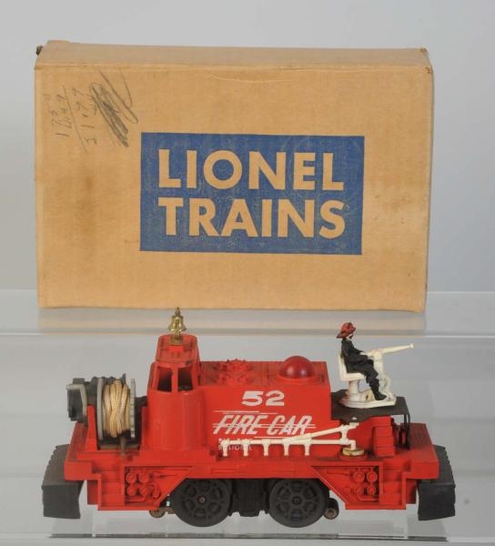 LIONEL NO.52 FIRE CAR IN ORIGINAL BOX.            