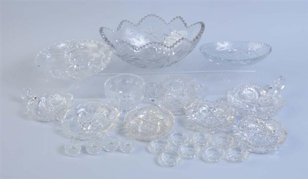 LOT OF 22: ASSORTED CUT GLASS PIECES.             