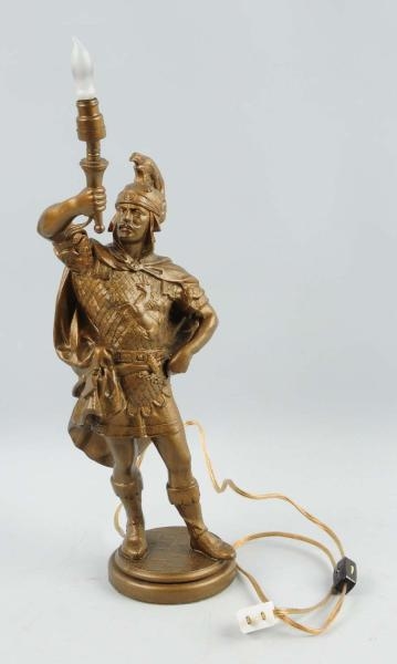 METAL ROMAN SOLDIER STATUE LAMP.                  