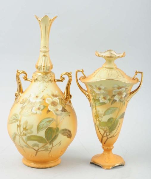 LOT OF 2: AUSTRIAN HAND PAINTED VASES.            