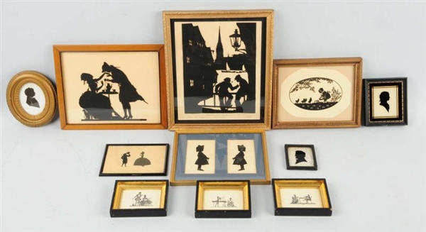 LARGE LOT OF SILHOUETTEFRAMED PICTURES.           