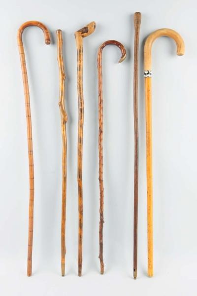 LOT OF 6: WALKING WOODEN CANES.                   