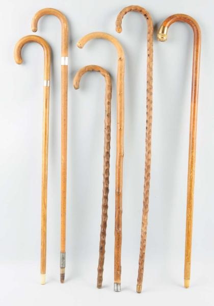 LOT OF 6: WOODEN CANES.                           