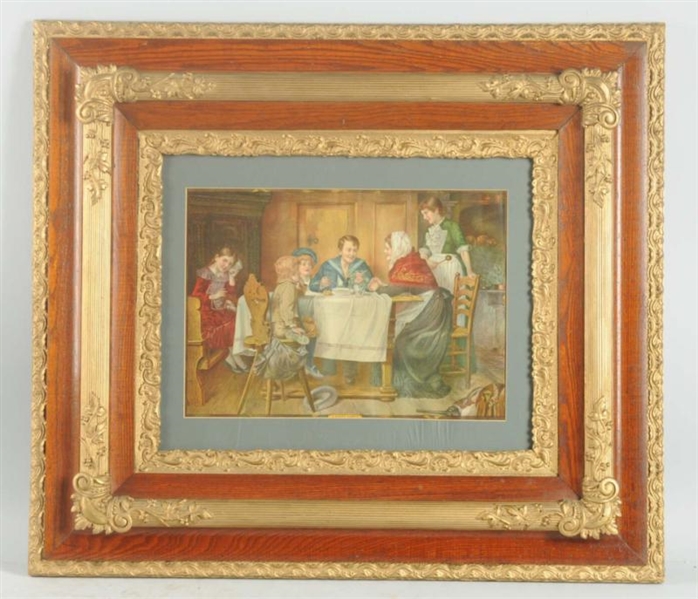 FRAMED PRINT OF A HAPPY FAMILY.                   