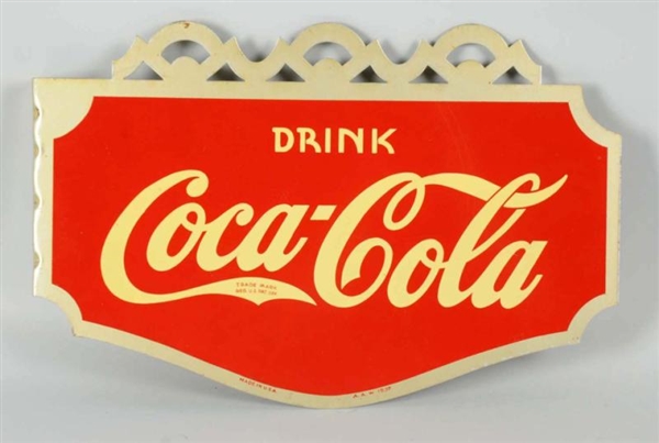 AWESOME 1937 COCA-COLA TIN FLANGE SIGN.           