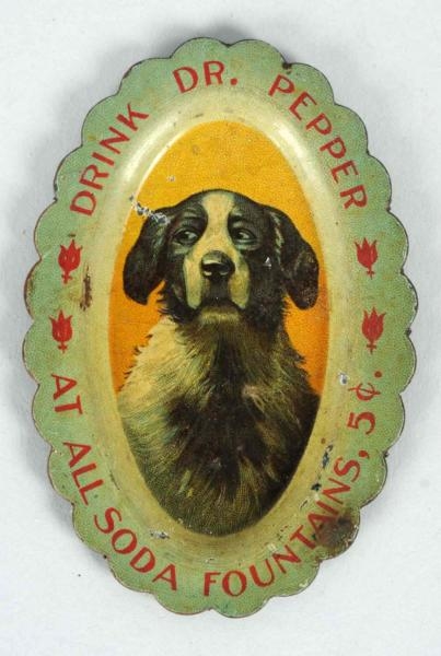 1900-05 DR. PEPPER NEEDLE TRAY WITH DOG.          