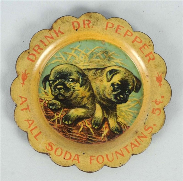 1900-05 DR.PEPPER NEEDLE TRAY WITH PUPS.          