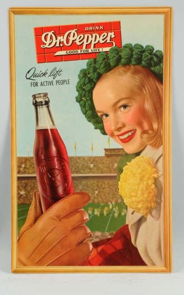 1940S DR. PEPPER SMALL EASEL CARDBOARD POSTER.    