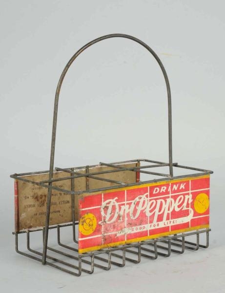 RARE 1930S-40S DR. PEPPER TIN & WIRE CARRIER.     