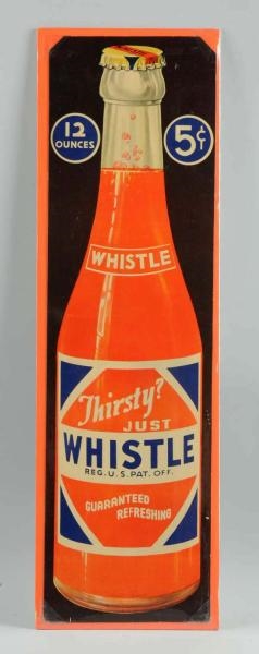 LOT OF 2: 1939 WHISTLE CARDBOARD BOTTLE SIGNS.    