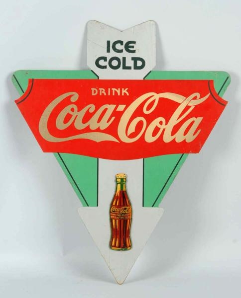 2 SIDED 1930S COCA-COLA PLYWOOD TRIANGLE.         