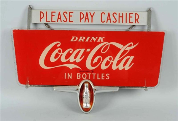 1950S COCA-COLA REVERSE ON GLASS SIGN.            