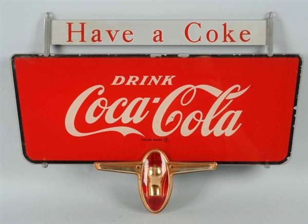 1950S COCA-COLA REVERSE ON GLASS SIGN.            