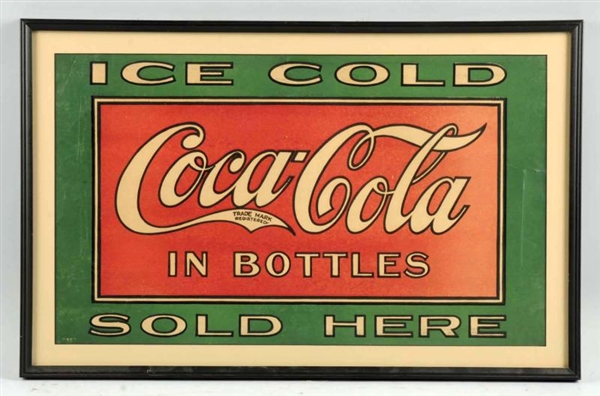 FRAMED 1920S HEAVY PAPER COCA-COLA SIGN.          