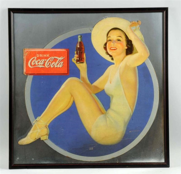 1938 COCA-COLA CARDBOARD BATHING GIRL CUTOUT.     