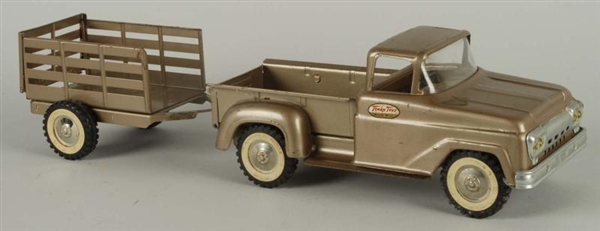 TONKA PRESSED STEEL PICK-UP TRUCK WITH TRAILER.   