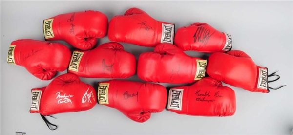 LOT OF 10: AUTOGRAPHED BOXING GLOVES.             