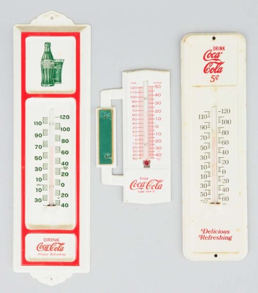 LOT OF 3: COCA-COLA THERMOMETERS.                 