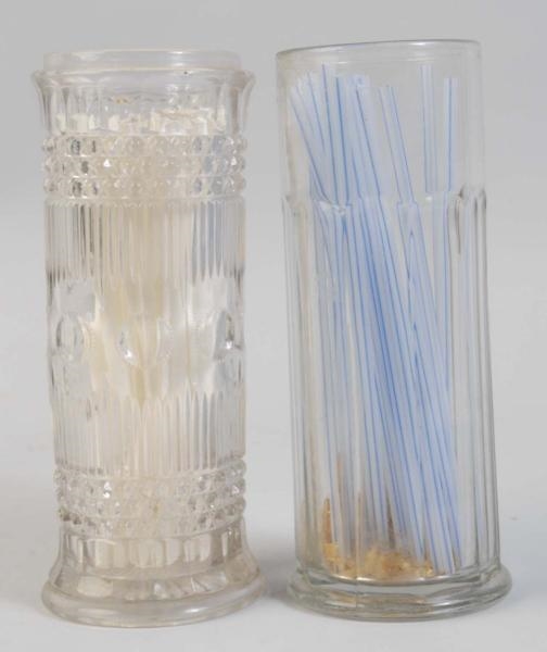 LOT OF 2: GLASS STRAW CONTAINERS.                 