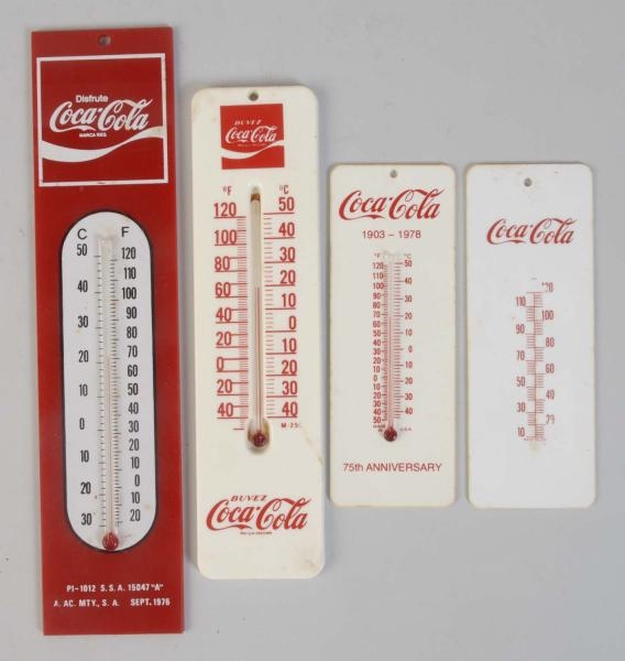 LOT OF 4: COCA-COLA THERMOMETERS.                 