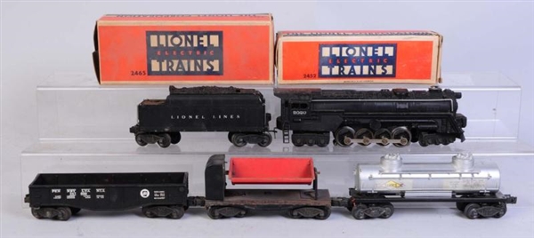 LIONEL NO.2020 LOCOMOTIVE & 3 FREIGHTS.           