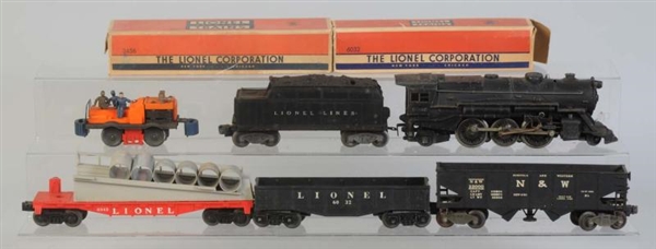 LIONEL NO.2025 LOCOMOTIVE & 3 FREIGHT CARS & 50.  