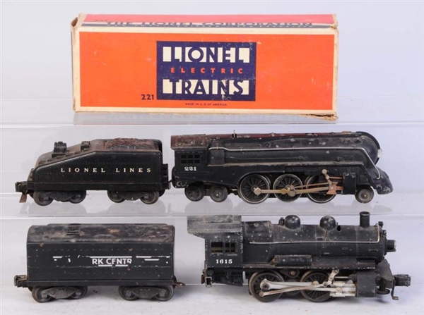 LIONEL NO.221, 1615 LOCOMOTIVE & TENDERS.         