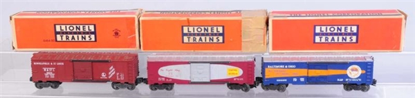 LOT OF 3: LIONEL NO.66464 BOX CARS.               