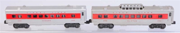 LOT OF 2: RED STRIPE PASSENGER CARS.              