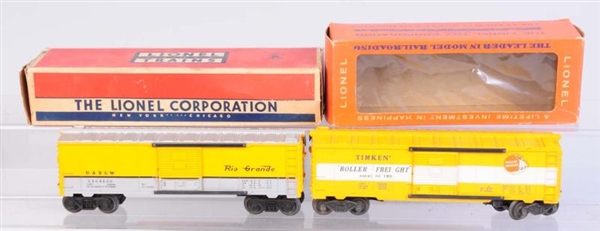 LOT OF 2: NO.6464 BOX CARS RIO GRANDE & TIMKEN.   