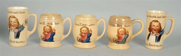 LOT OF 5: HIRES ROOT BEER MUGS/CUPS.             