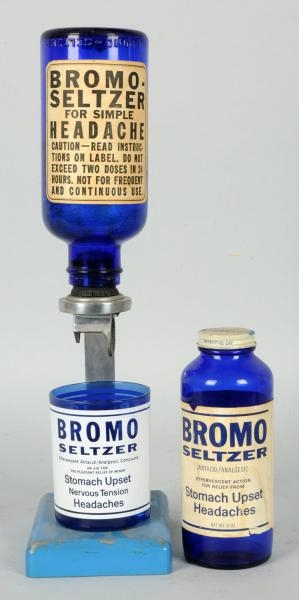 BROMO SELTZER DISPLAY WITH CUP & EXTRA BOTTLE.    