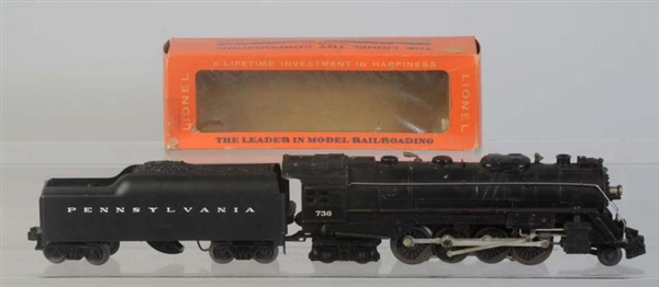 LIONEL LATE VERSION NO.736 LOCOMOTIVE & W TENDER. 