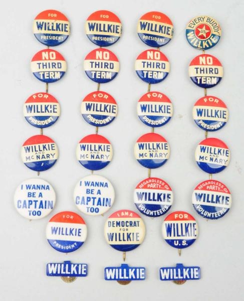LOT OF 26: WENDALL WILLKIE POLITICAL BUTTONS.     