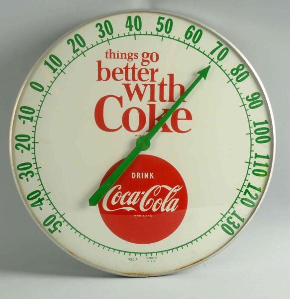 1960S COCA-COLA LARGE DIAL THERMOMETER.           